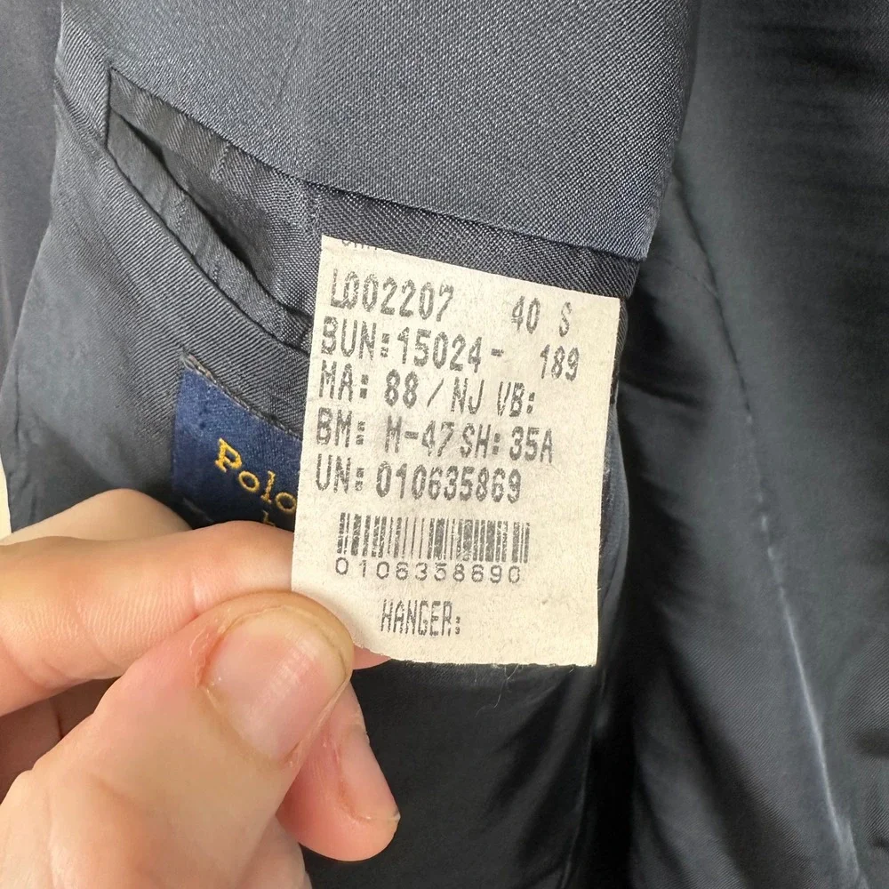 Polo University Ralph Lauren Mens 40S Navy Blue 2 Button Blazer Sport Coat